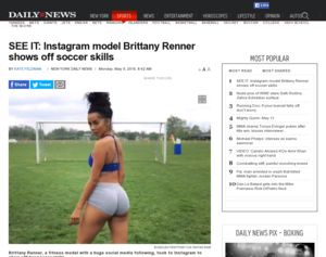 New York Daily News - SEE IT: Instagram model Brittany Renner shows off  soccer skills - NY Daily News