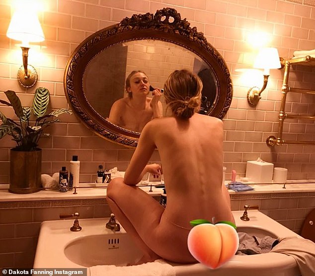 Dakota Fanning wears just a glittering thong underwear as she applies her  makeup in the nude | Daily Mail Online